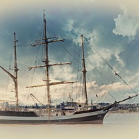 Buy canvas prints of A tall ship on the river mersey by ken biggs