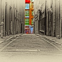 Buy canvas prints of an inner city back alleyway by ken biggs