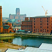 Buy canvas prints of The Albert Dock complex in Liverpool UK by ken biggs