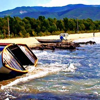 Buy canvas prints of Overturned fishing boats  by ken biggs