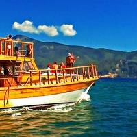 Buy canvas prints of A daily cruise boat in Turkey  by ken biggs