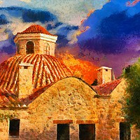 Buy canvas prints of A digital painting of a View of Kaleici Antalya Tu by ken biggs