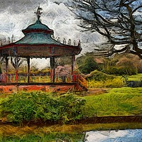 Buy canvas prints of A Digital painting of the Bandstand in Sefton Park by ken biggs