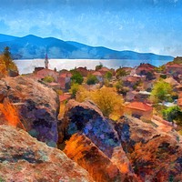 Buy canvas prints of Image in painting style of View of Kapikiri overlo by ken biggs