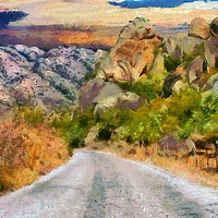 Buy canvas prints of A digital painting of rock formations in Kapikiri  by ken biggs