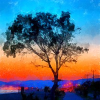 Buy canvas prints of Sunrise on the sea front digital painting by ken biggs
