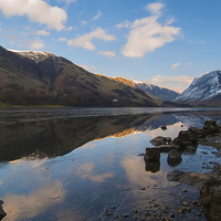 Buy canvas prints of  Frozen Buttermere by Anne Miller