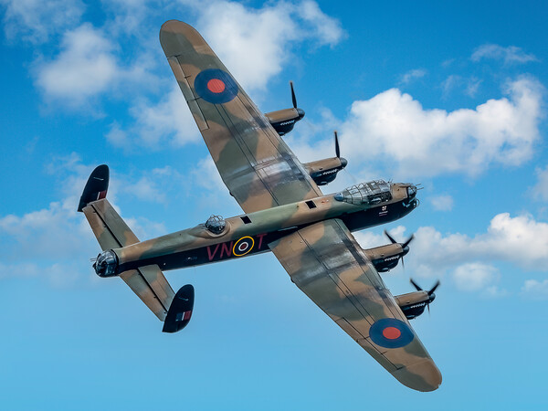 Lancaster Bomber PA474 in the sky Picture Board by Andrew Scott
