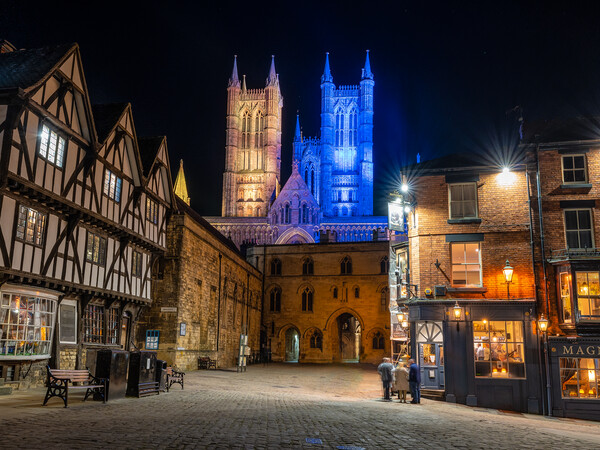 Lincoln Cathedral - Blue and Yellow Picture Board by Andrew Scott