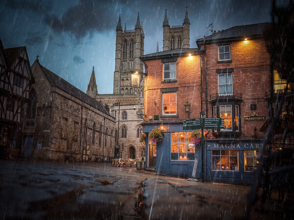 Lincoln Cathedral in the rain  Picture Board by Andrew Scott