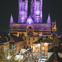 Buy canvas prints of Lincoln Cathedral at the Lincoln Xmas Market by Andrew Scott