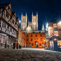 Buy canvas prints of Lincoln Cathedral under the moon  by Andrew Scott