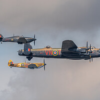 Buy canvas prints of BBMF Lancaster, Spitfire and Hurricane by Andrew Scott