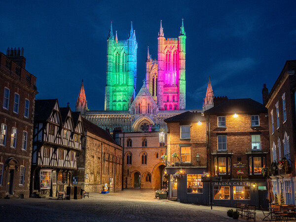 Lincoln Cathedral - Rainbow Colours for Pride Picture Board by Andrew Scott