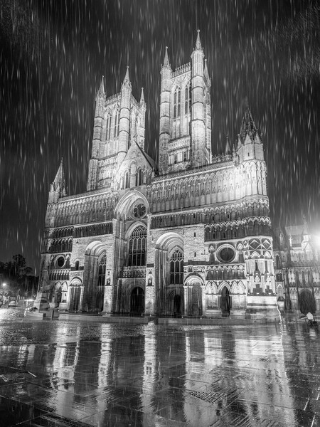 Lincoln Cathedral in the downpour Picture Board by Andrew Scott