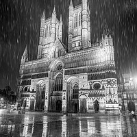 Buy canvas prints of Lincoln Cathedral in the downpour by Andrew Scott