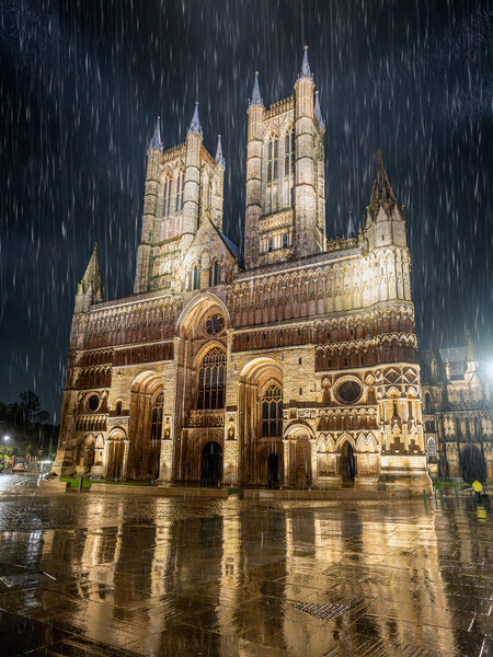 Lincoln Cathedral and torrential rain Picture Board by Andrew Scott