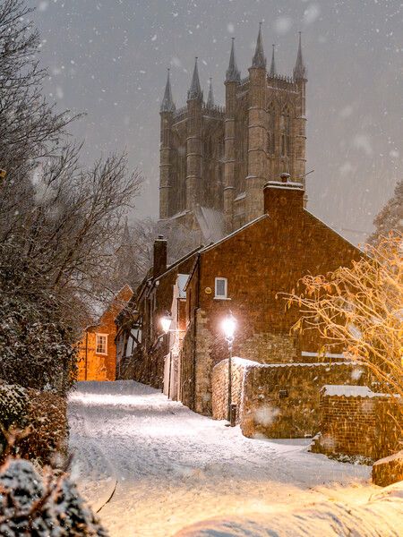 Lincoln and Lincoln Cathedral in the snow Picture Board by Andrew Scott