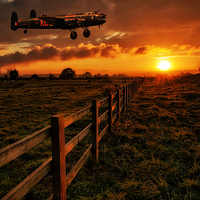 Buy canvas prints of  Lancaster Bomber Thumper flying low over country  by Andrew Scott
