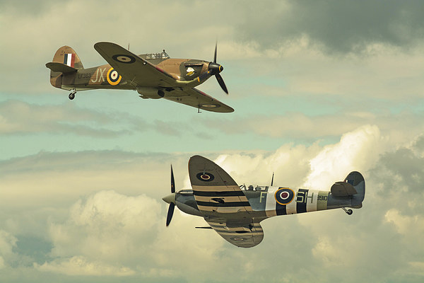  Batle of Britain Spitfire ad Hurricane crossover Picture Board by Andrew Scott