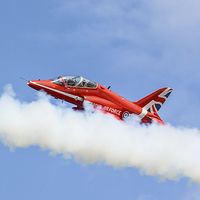 Buy canvas prints of  RAF Red Arrow - Through the Smoke by Andrew Scott