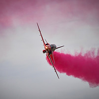 Buy canvas prints of RAF Red Arrow Hawk Jet with smoke on  by Andrew Scott
