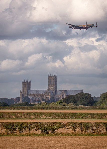 Lancaster Bomber PA474 over Lincoln Picture Board by Andrew Scott