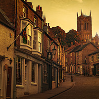 Buy canvas prints of Lincoln Steep Hill at dawn by Andrew Scott