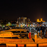 Buy canvas prints of Lincoln and the Brayford Pool at night by Andrew Scott