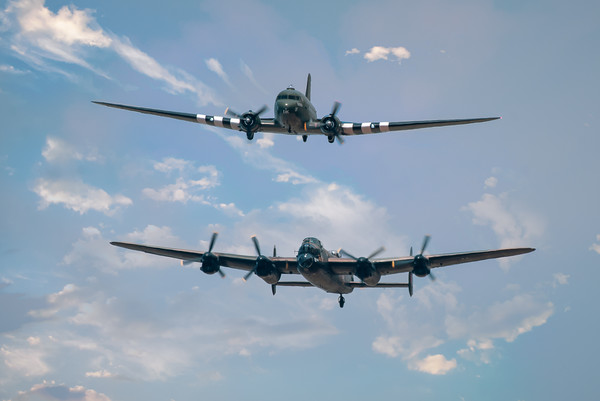 Lancaster Bomber and Douglas Dakoka of the BBMF Picture Board by Andrew Scott