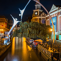 Buy canvas prints of Waterside, Lincoln, at night by Andrew Scott