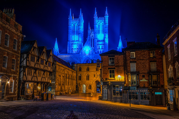 Lincoln Cathedral in NHS blue Picture Board by Andrew Scott