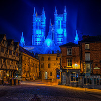 Buy canvas prints of Lincoln Cathedral in NHS blue by Andrew Scott