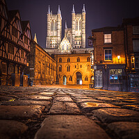 Buy canvas prints of Lincoln Cathedral and the cobbles by Andrew Scott