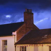 Buy canvas prints of  Lightning Over Wymondham by Justin Hubbard
