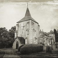 Buy canvas prints of Old English Church and Grave Yard by Paul Fell