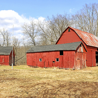 Buy canvas prints of Old Red Barn by Paul Fell