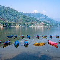 Buy canvas prints of landscape view of boat on Phewa Lake by Ambir Tolang