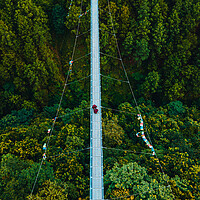 Buy canvas prints of aerial view of suspension bridge  in kathmandu by Ambir Tolang