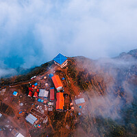 Buy canvas prints of aerial  view of sunrise over the foggy during winter season by Ambir Tolang