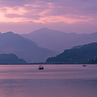 Buy canvas prints of Landscape view of Sunset over the phewa lake by Ambir Tolang