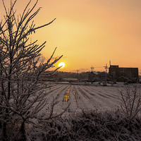 Buy canvas prints of Sunrise with Snowing by Ambir Tolang