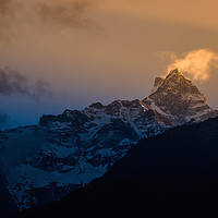 Buy canvas prints of Shining mount Fishtail by Ambir Tolang