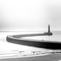 Buy canvas prints of Mist over the curve of Roker Pier by Gary Turner