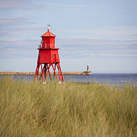 Buy canvas prints of Herd Groyne Lighthouse through the dunes by Gary Turner