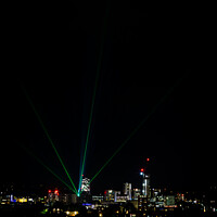Buy canvas prints of Leeds skyline with Leeds Laser Light Night by Gary Turner