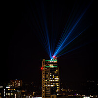 Buy canvas prints of Bridgewater Place, Leeds with Leeds Laser Light Night by Gary Turner