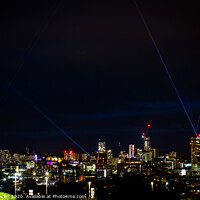 Buy canvas prints of Leeds skyline with Leeds Laser Light Night by Gary Turner