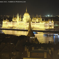 Buy canvas prints of Hungarian Parliament lit up at night  by Adrian Beese