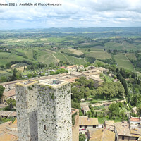 Buy canvas prints of San Gimignano and the Tuscan countryside by Adrian Beese